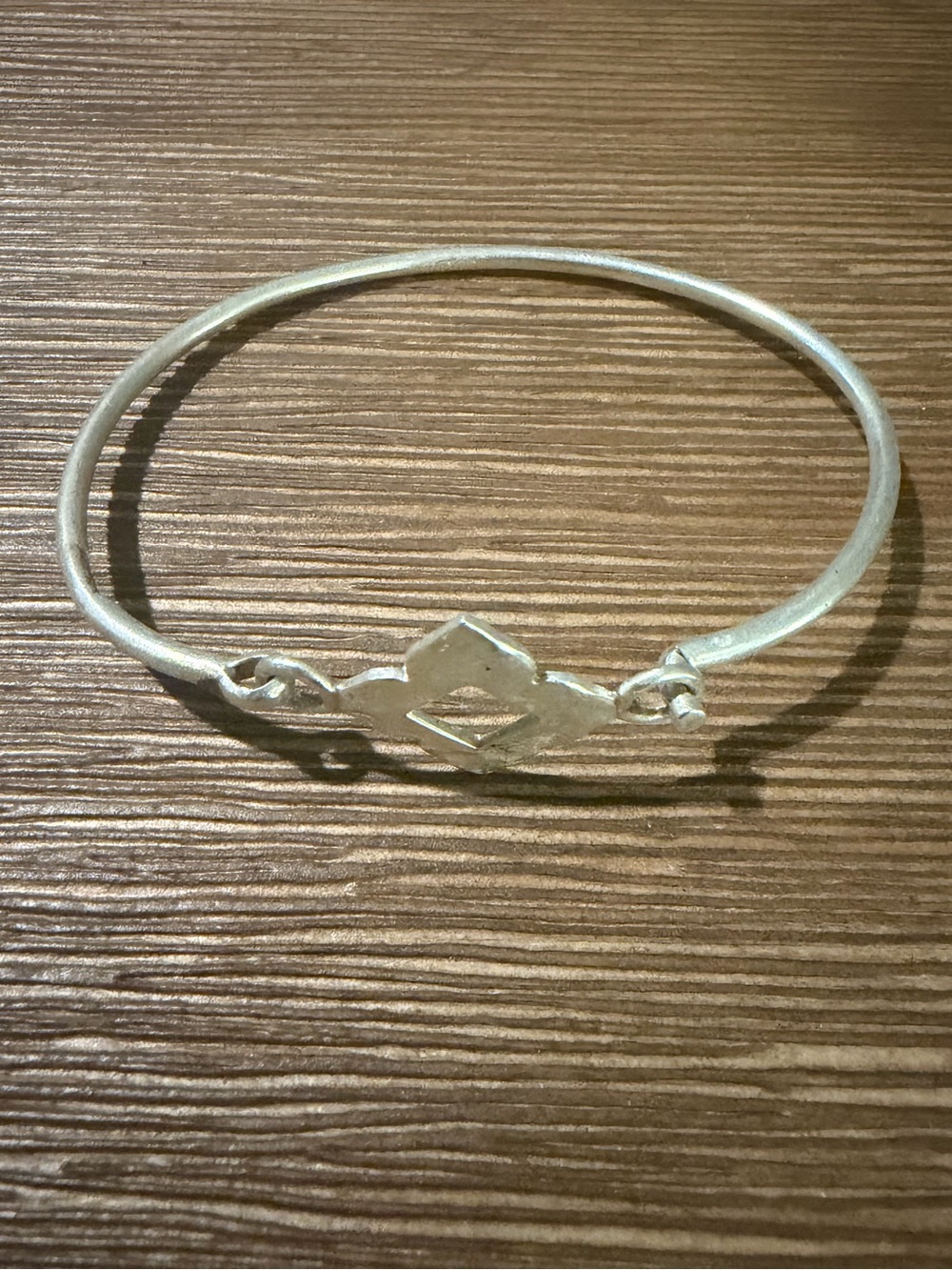 Vintage Mexican Sterling Silver Floral Motif Bangle Bracelet - Silver 925 - Picture 2 of 4